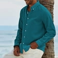 thumbnail image 3 of JULMCOMO Mens Shirts Short Sleeve Casual Dress Shirt Button Down Beach Shirt Vacation Solid Color Summer Tops,Cyan, 3 of 6