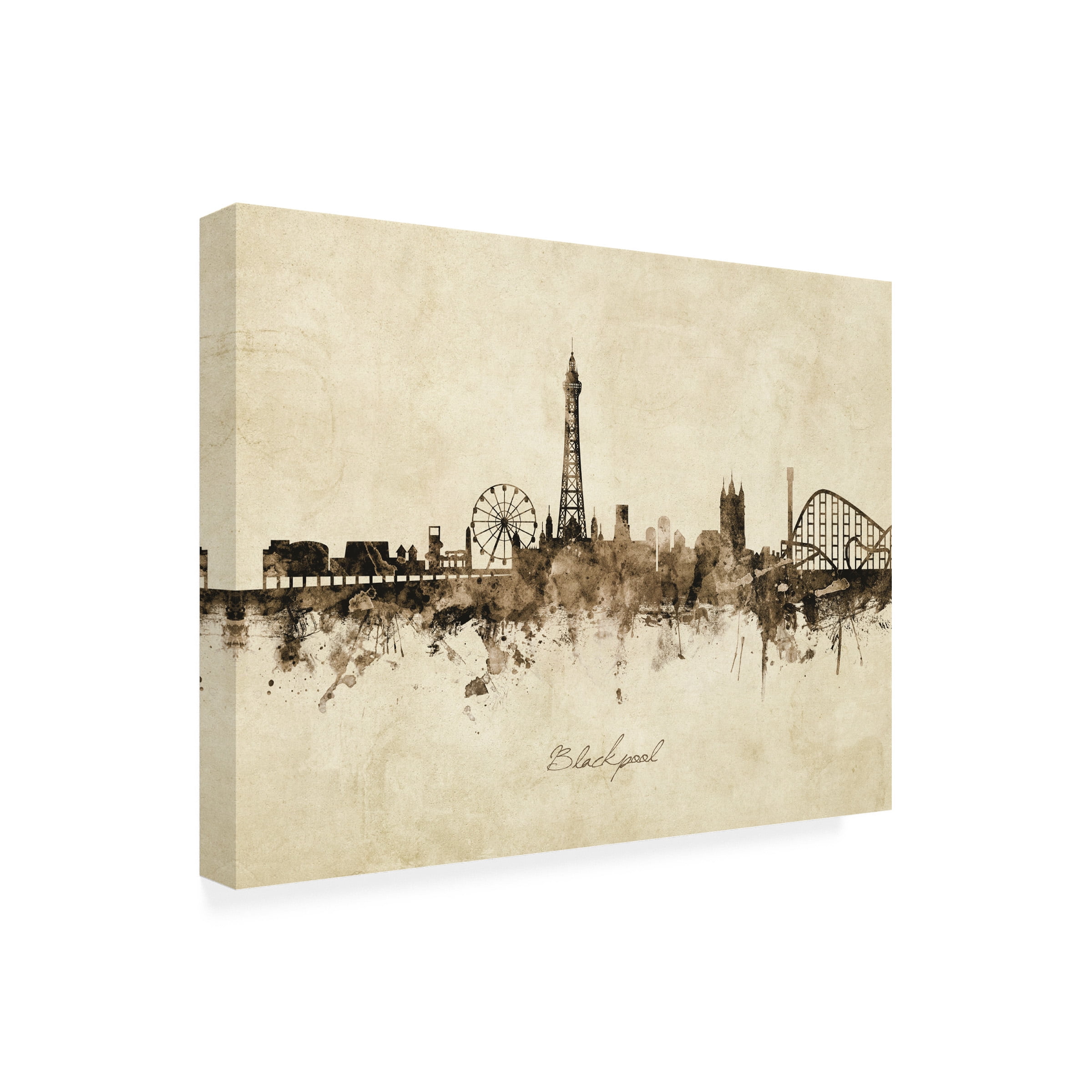 Michael Tompsett 'Blackpool England Skyline Vintage' Canvas Art