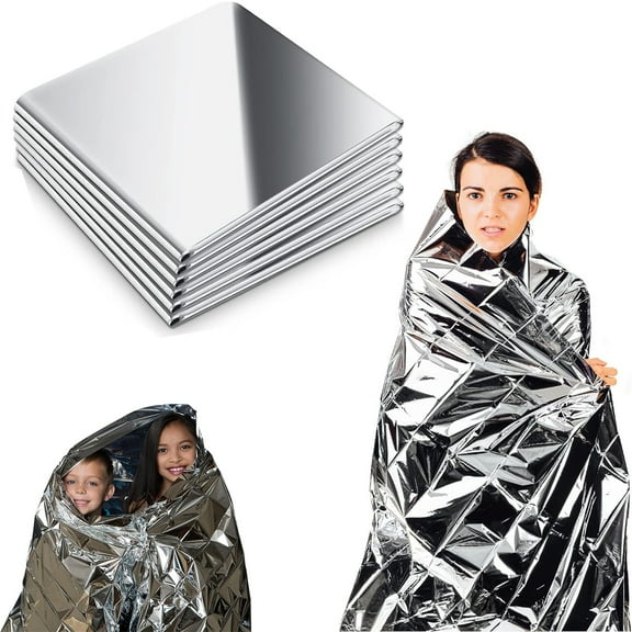 Tutuviw 5 Pack Safe Emergency Blankets, 82 x 51" Thermal Survival Space Blanket, Large Silver Film Emergency Gear for Outdoors, Hiking Camping Survival, Marathons Retain Body Heat