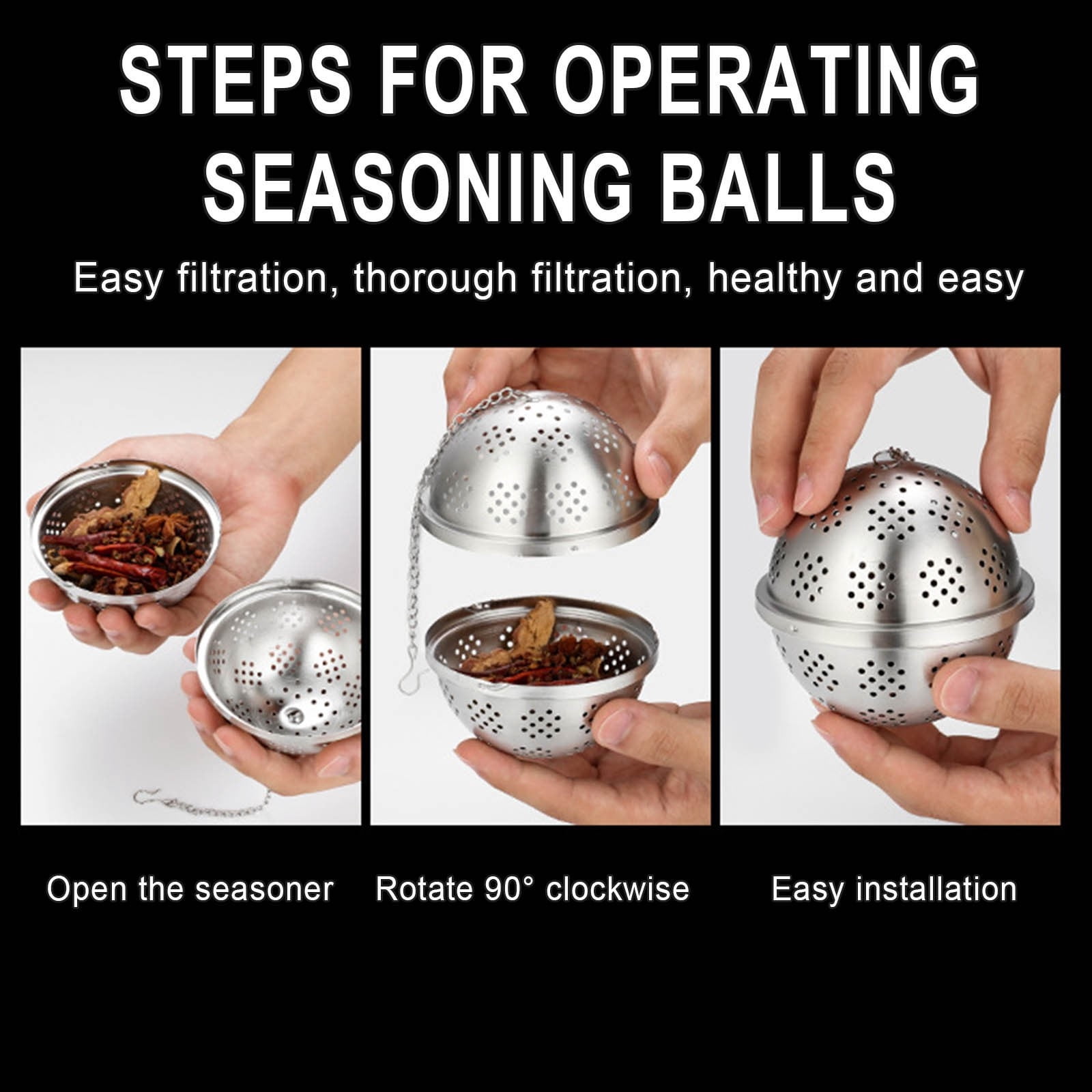 Infuseurs à Thé En Acier Inoxydable 304 - Lot De 4 Boules à Thé Avec Chaîne Et Crochet - 9