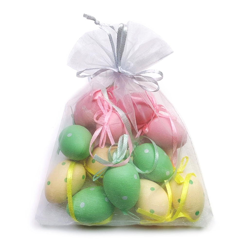 12pcs Colorful Plastic Eggs With Princess Pretend Jewelry Easter Party Decor Toy 