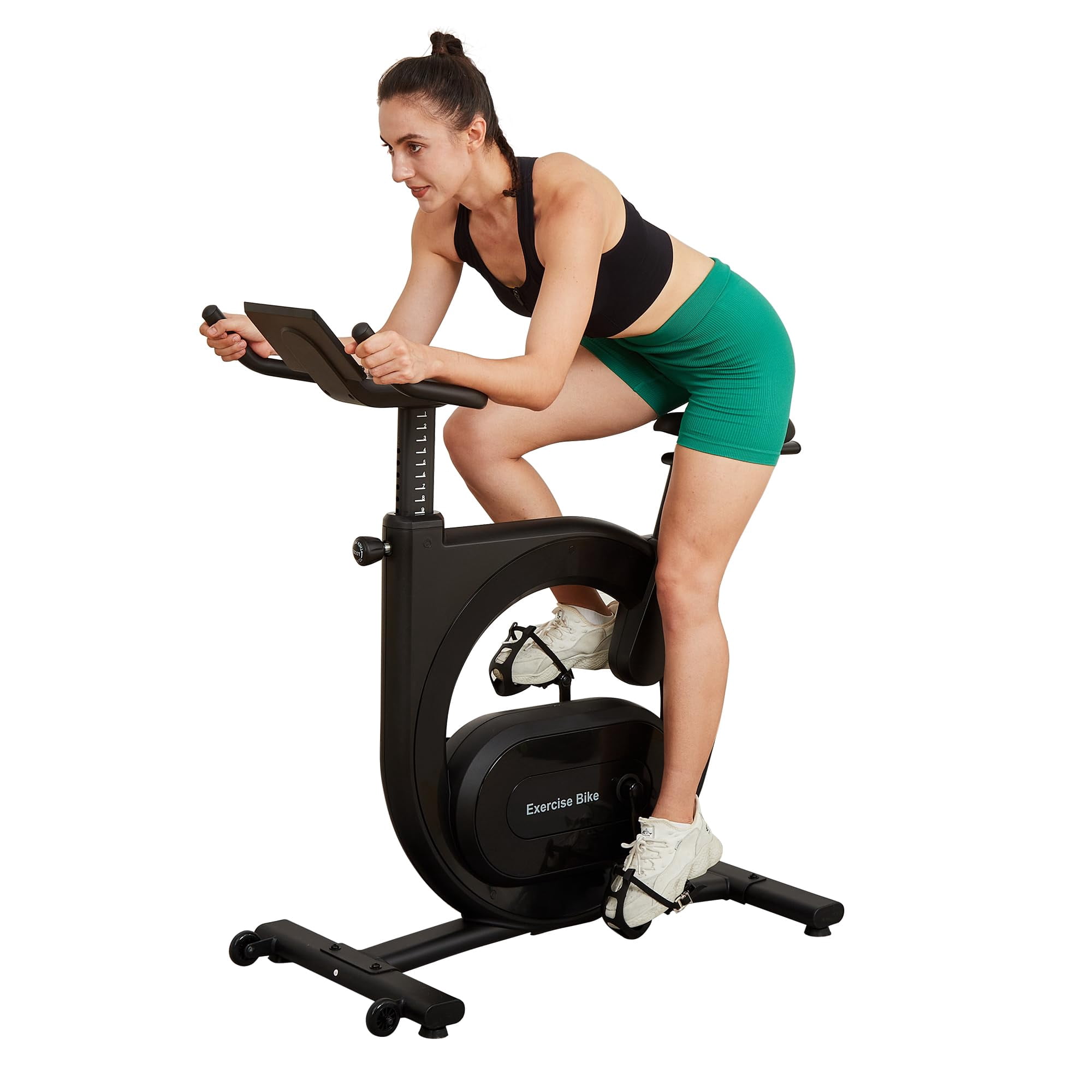 Towallmark Stationary Indoor Exercise Bike – Electromagnetic Resistance, Low Noise, Smart Knob Control, App Compatible, Upgraded Comfortable Seat for Home Cycling