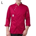 thumbnail image 2 of Botones de la chef de la chef de la manga larga del invierno del invierno con los bolsillos delanteros camisas para hombres Trajes profesionales para el restaurante Red L seitruly LF000332-20, 2 of 7