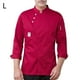 thumbnail image 2 of Chaqueta de chef de moda Chaqueta de chef de manga larga de invierno Botones con bolsillos delanteros Camisas para hombres Trajes profesionales para restaurante Red L Inevent LF000332-20, 2 of 7