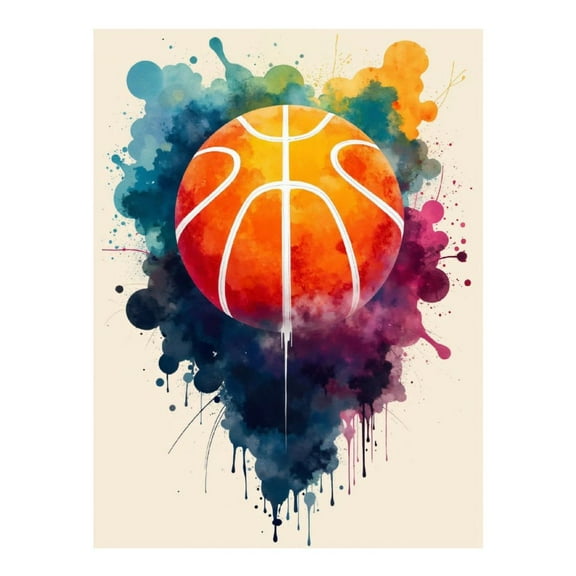 Diamond Art Kit for Adults, Colorful Abstract Basketball Art Diamond Painting for Adults Beginners, DIY Diamond Art Painting Kits, 5D Diamond Painting Crafts for Home Decor 12x16 Frameless