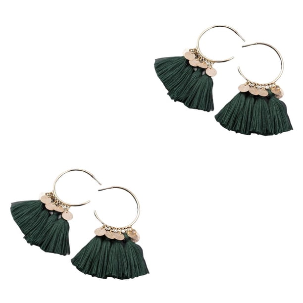 Pendientes de araña Sonducket Moda Bohemia Étnica Abanico Borla Oreja Cuelga Aro Día de San Valentín Niñas