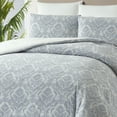 thumbnail image 3 of Better Homes & Gardens Woven Damask 3-Piece Comforter Set, Blue/Silver, Full Queen, All Ages, 3 of 8