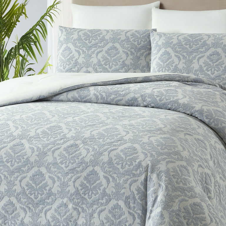 Better Homes & Gardens Woven Damask 3-Piece Comforter Set, Blue