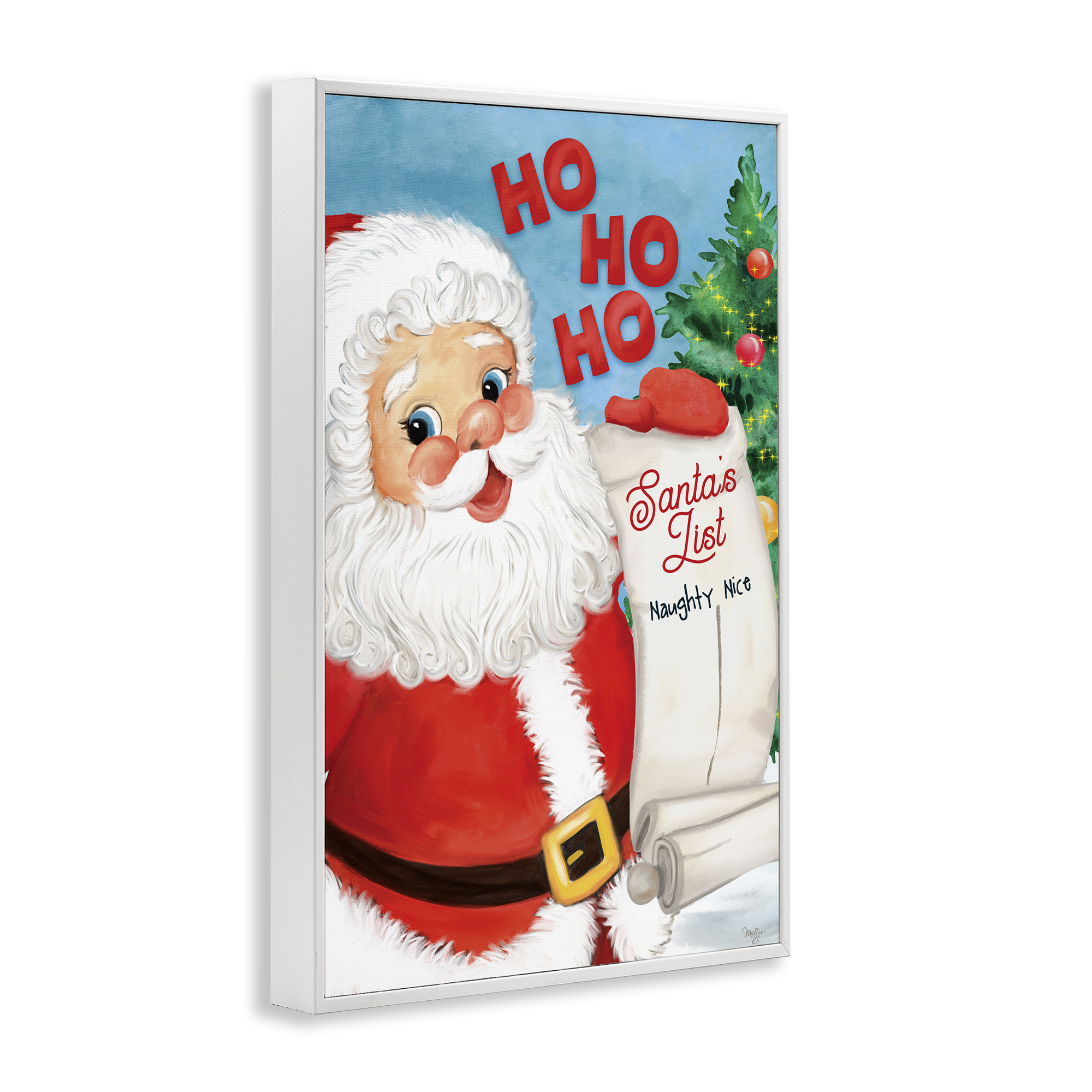 Stupell Industries Santa's Naughty Nice List Holiday Painting White Framed Art Print Wall Art, 20 x 30