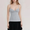 thumbnail image 5 of Hsovts Womens Built in Bra Tank Top Twist Front Adjustable Cami Shirts | Tank Tops with Built in Bras Women Summer Adjustable Spaghetti Strap Cami Shirt Twist Front Sleeveless Cami Tops Gray M, 5 of 6