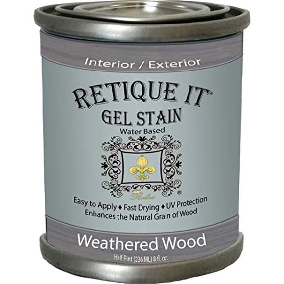 Gel Stain by Retique It, Thin Water-Based Gel Stain/Paint Glaze and Wood Stain Hybrid (8 oz Stain, Weathered Wood)