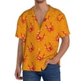 thumbnail image 3 of Honeii 's Red Crab for men's short-sleeved button-up collared shirt featuring a pocket, perfect for beach vacations, and travel adventures., 3 of 5