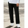 thumbnail image 2 of Cotton Sweatpants - Casual Open Bottom Straight Leg Pants with Zipper Pockets for Men Black M, 2 of 8