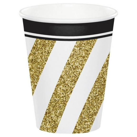 9oz Black  Gold Paper Cups (8ct)