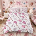 thumbnail image 2 of Meiyoeat Sport Baseball Duvet Cover King, Cartoon Bow Print King Bedding, Pink White,Pink Reversible,3 Pieces,No Comforter, 2 of 6