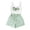 Green, variant on lnmuld Girls 2 Piece Summer Outfit Bow Print Crop Tank Top and Ribbed Shorts Set Size:11-12 Years