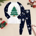 thumbnail image 2 of Quealent Girls Christmas Pajamas Toddler Kids Pjs Girls Boys Santa Claus Pajamas Winter Sleepwear Children Clothes Light Blue for Size 5-6 Years, 2 of 6