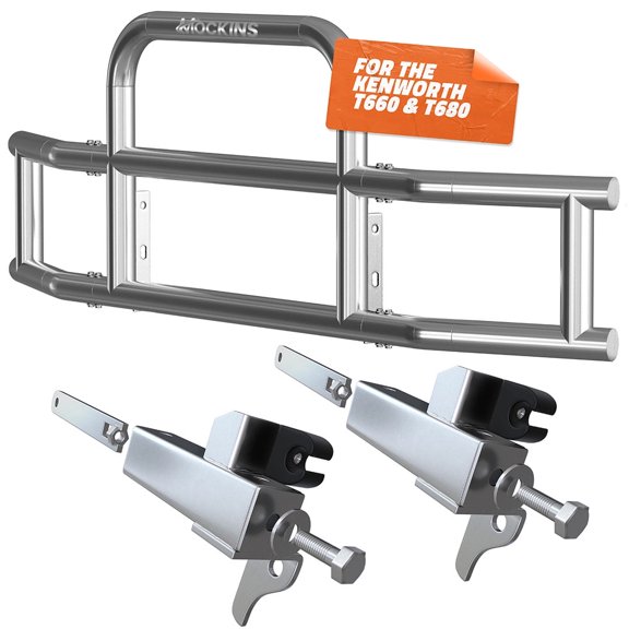Mockins 90" x 11.5" x 25.5" Grille Guard with Mounting Brackets for Kenworth T660 / T680 2007-2017