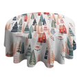 thumbnail image 4 of Christmas Tree and House Pattern Round Tablecloth 60"x60",Wrinkle Wipeable Table Cloth for Kitchen Dining Room Picnic Patio Party, 4 of 6