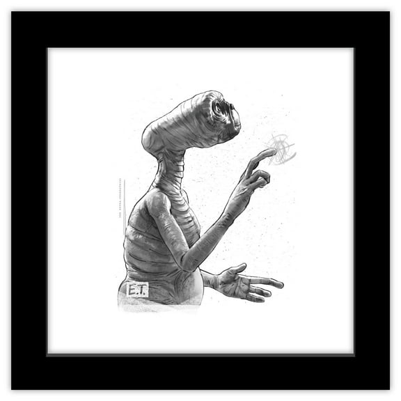 Gallery Pops E.T. The Extra-Terrestrial - E.T. Sketch Wall Art, Black Framed Version, 12" x 12"