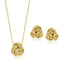 Ross-Simons Italian 14kt Yellow Gold Love Knot Jewelry Set: Necklace and Stud Earrings, Women's, Adult