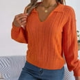 thumbnail image 2 of Annhoo Fall Sweaters for Women V Neck Lapel Long Sleeve Knitted Tops Ladies Casual Loose Pullover Shirts, 2 of 8