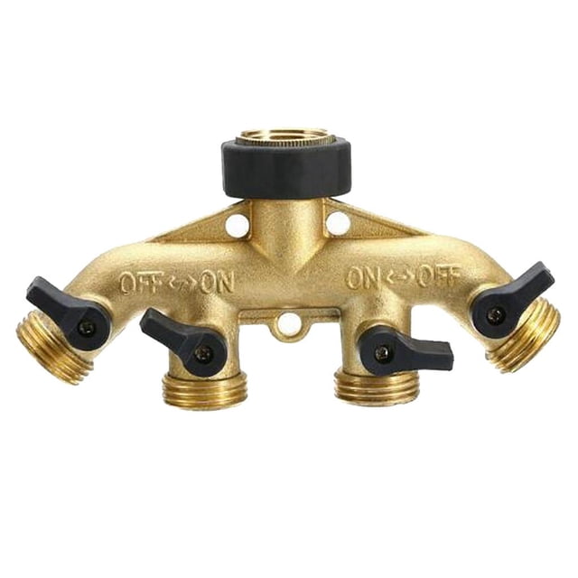 DYNWAVECA Garden Hose Splitter Solid Brass Hose Connector 3/4'' Hose Spigot Adapter , Golden, US Thread