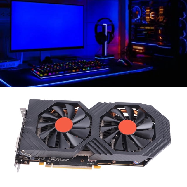 Gaming Graphics Card, GDDR5 256bit RX590 Graphics Card Quiet Dual Fans 8Pin Power Supply for Desktop