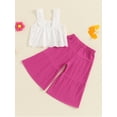 thumbnail image 6 of Loicainy Kids Toddler Girls Summer Outfit 18 24 Months 2T 3T 4T 5T 6T Solid Color Sleeveless Lace Tank Tops and Elastic Casual Wide Leg Pants Summer Clothes Set, 6 of 9