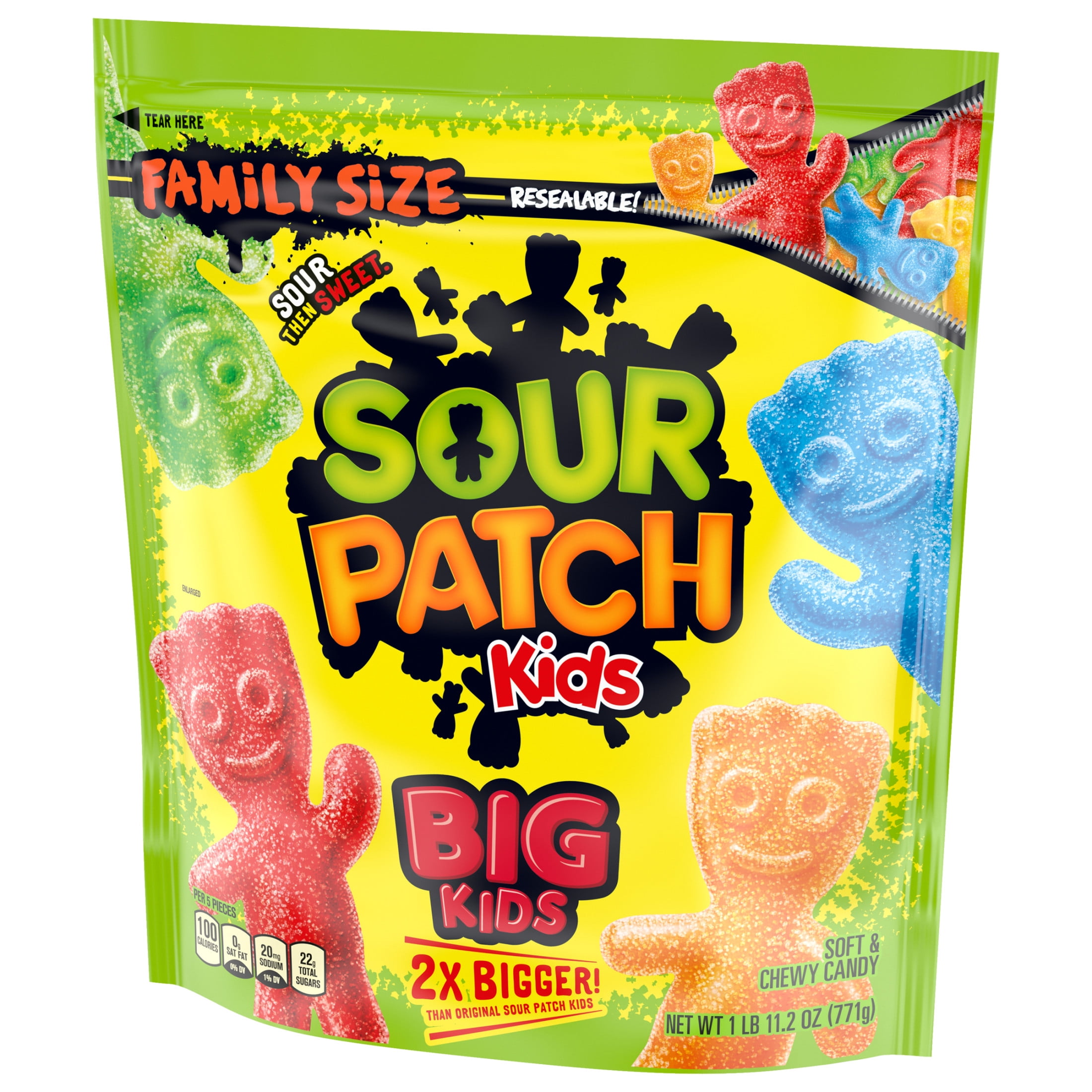 SOUR PATCH KIDS Big Kids Soft & Chewy Candy, Family Size, 1.7 lb-Pack of 4