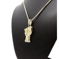 thumbnail image 3 of Stud Power Fist Pendant with 2mm Box Chain Necklace, Gold-Tone, 18", 3 of 3