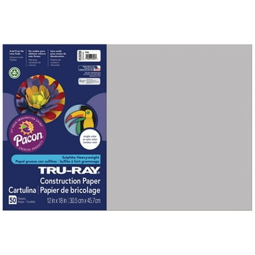 Pacon Tru-Ray Construction Paper, 50 Sheets, 12 in x 18 in, Gray