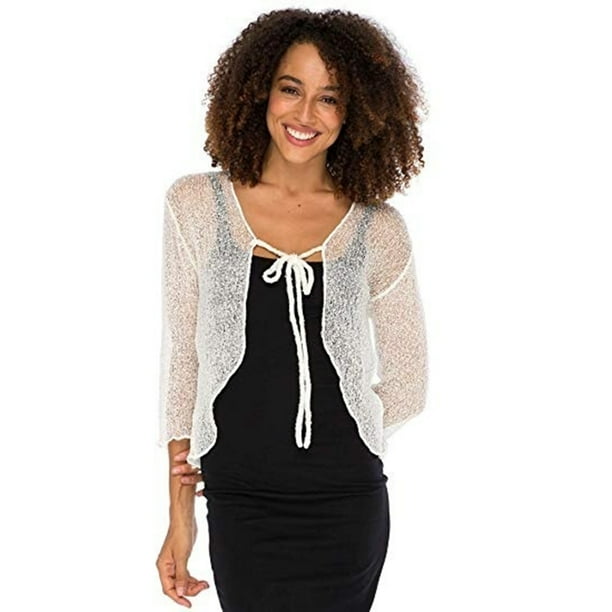 Women's Sheer Cardigan Bolero Knit Top - Walmart.com