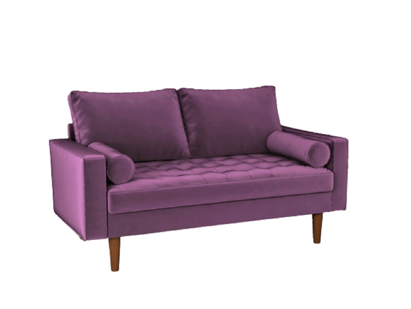 US Pride Furniture Mac Velvet 58'' Square Arm Loveseat, Eggplant