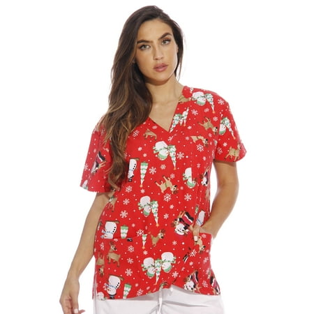 

Just Love Christmas Santa Reindeer Glitter Scrub top