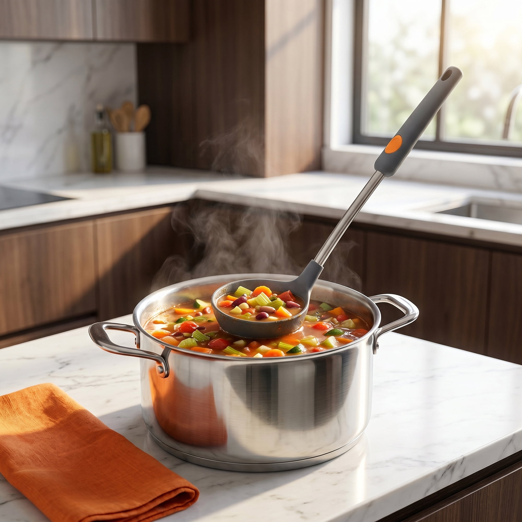 Unique Bargains Non Stick Heat Resistant Kitchen Tool Silicone Spoon Grey B 13.8" x 3.5"