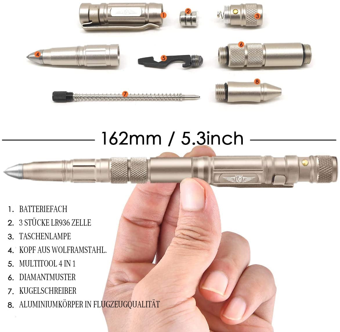 Gifts for Men, Tactical Pen with LED, Men's Gifts for Dad/Grandpa, Gadgets for Men/Teenagers, Father's Day Gift, Easter Gifts, Men's Gifts Christmas