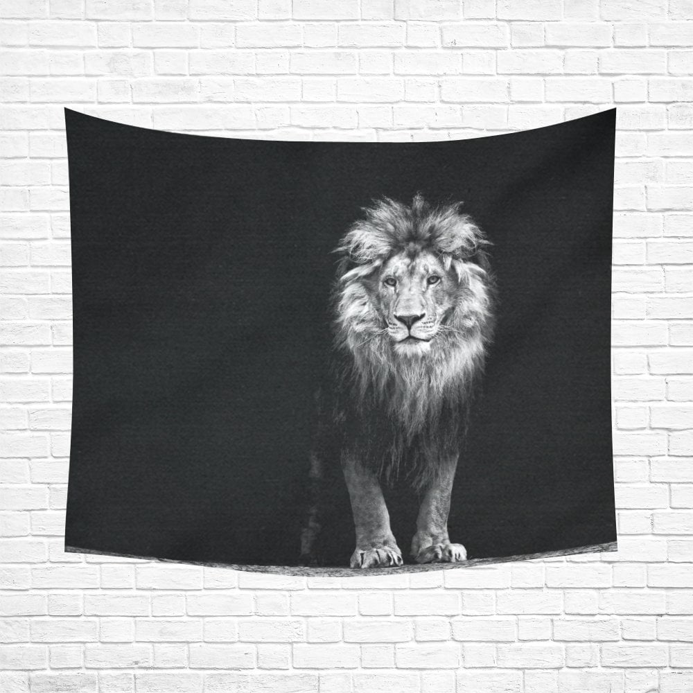 MYPOP Black And White Lion Wall Tapestry 51x60 inches Wall Hanging