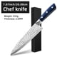 thumbnail image 4 of Cuchillo de Chef de 8 Pulgadas, Cuchillo de Cocina de Acero con Alto Contenido de Carbono, Mango de Madera con Hoja Martillada y Estuche de Regalo, 4 of 7