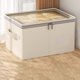 thumbnail image 4 of Caja de almacenamiento para ropa con doble cremallera visible | Tela de algodón gruesa | Panel transparente | Gran capacidad y resistente | Organizador para armario, mantas, juguetes | Bolsa de, 4 of 6