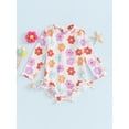 thumbnail image 2 of Suealasg Toddler Baby Girl One-Piece Swimsuit Long Sleeve Flower Print Rash Guard Bathing Suit 6M 1T 2T 3T 4T Kids Girls Summer Beachwear, 2 of 9