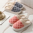 thumbnail image 3 of Zapatillas de felpa con perforaciones, zapatos de mujer para el hogar, otoño e invierno, antideslizantes, para interiores, zapatillas de suela gruesa para el hogar, zapatillas de algodón, 3 of 6