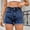 Dark Blue, variant on Generic Women Summer Jean Shorts High Waisted Frayed Raw Hem Denim Short Elastic Waist Casual Straight Leg Hot Short Pants