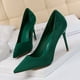 thumbnail image 3 of Zapatos de tacón alto con punta estrecha y boca poco profunda de gamuza para mujer, edición coreana, sexys, ajustados, para mujer, 3 of 5