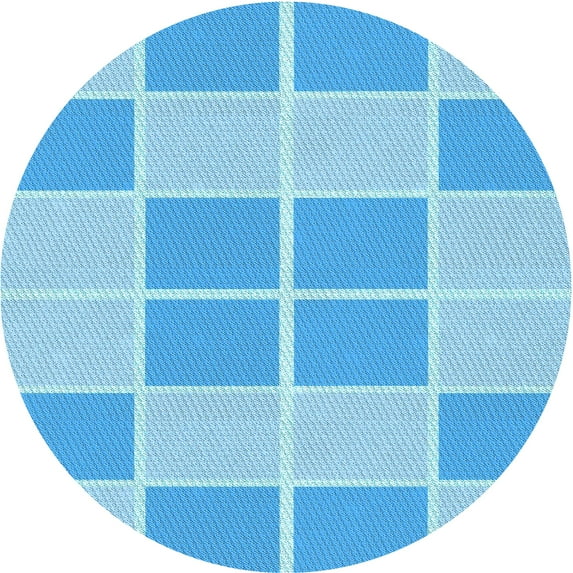 Ahgly Company Machine Washable Indoor Round Transitional Deep Sky Blue Area Rugs, 7' Round