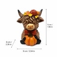 thumbnail image 3 of Thanksgiving Highland Cow Figurine with Pumpkin & Autumn Leaf Crown, Rustic Farmhouse Fall Tabletop Decor, Cute Highland Cow Harvest Centerpiece for Kitchen Shelf Mantel Holiday Home Decoration, 3 of 9