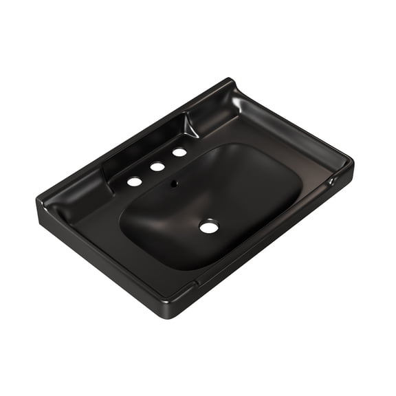 Vanity With Sink, VICI 28" Bathroom Ceramic Basin with 3 pre-drilled hole, NO Cabinet and Faucet, Black, Black Bathroom Vanity,Ceramic Single Sink Vanity, Bath & Faucets Bathroom Vanities