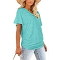 thumbnail image 5 of Women's V Neck Oversized T-Shirts Summer Short Sleeve Shirts Loose Casual Tops Tee, 5 of 5