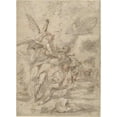 thumbnail image 2 of Gaspare Diziani 11x14 Black Ornate Wood Framed Double Matted Museum Art Print Titled: The Sacrifice of Isaac (C. 1755), 2 of 5