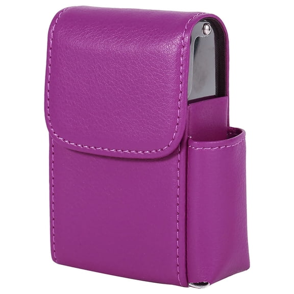 PU leather sliding cigarette case, lighter holder and belt loop, business card storage container[purple]